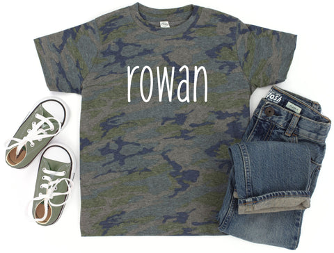 Custom Personalized Camo Simple Name Toddler Graphic Tee