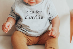 Custom Personalized Letter and Name Toddler Graphic Tee