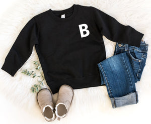Custom Personalized Monogram Single Letter Toddler Graphic Sweatshirt